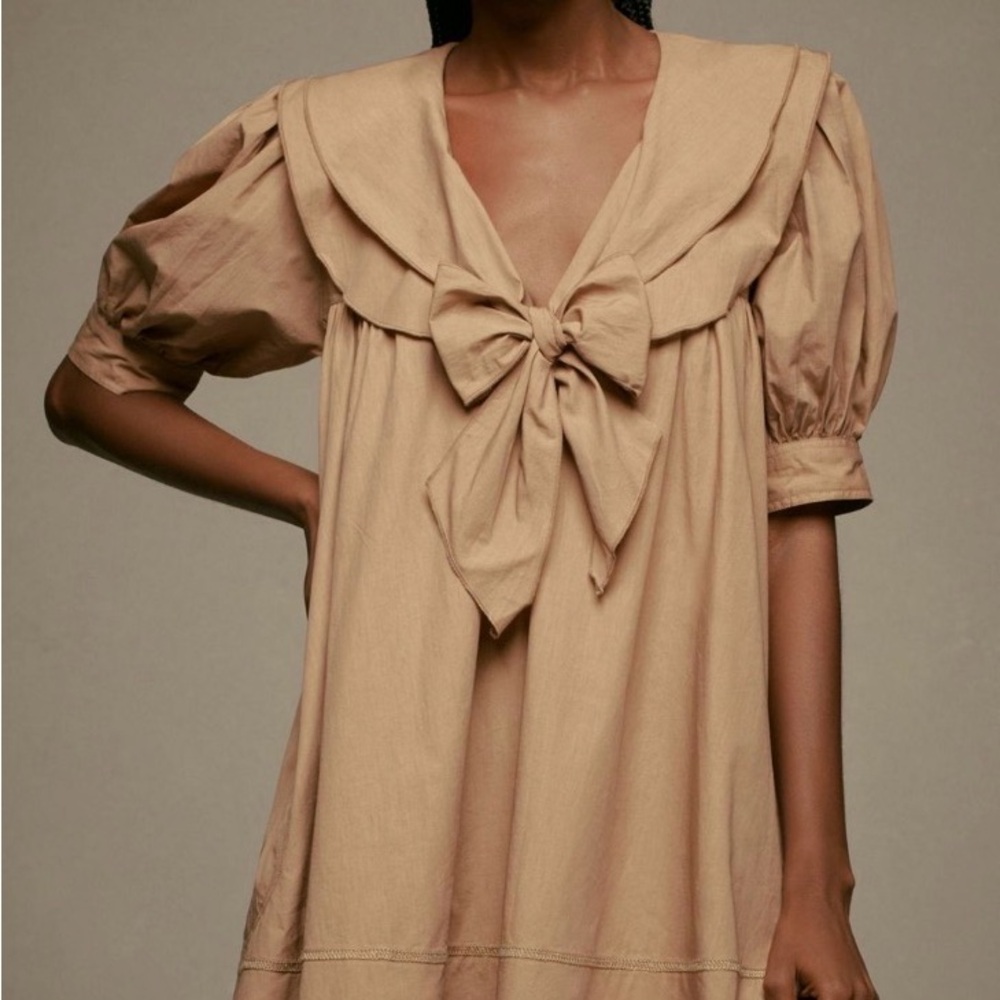 Pilcro Tan Mini Dress with Bow Detail